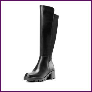 Women's Knee High Platform Boots, Stretch Fit, Chunky Heel, All-Day Comfort